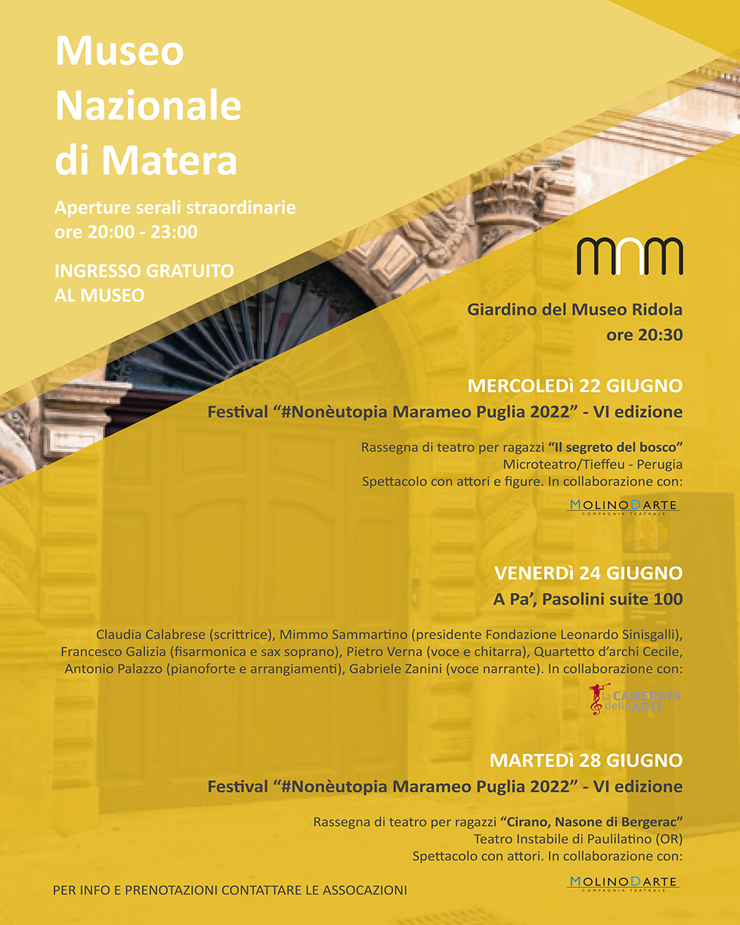 Aperture Serali Straordinarie, giugno 2022 - Museo Nazionale di Matera